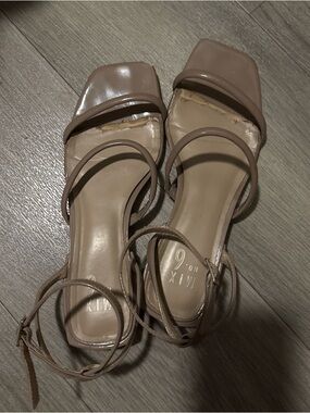 Mix No. 6 Nude/Taupe Strappy Square-Toe Heels
